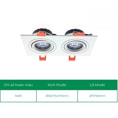 Chóa đèn led âm trần vuông đôi phẳng ELV ELV802E-M