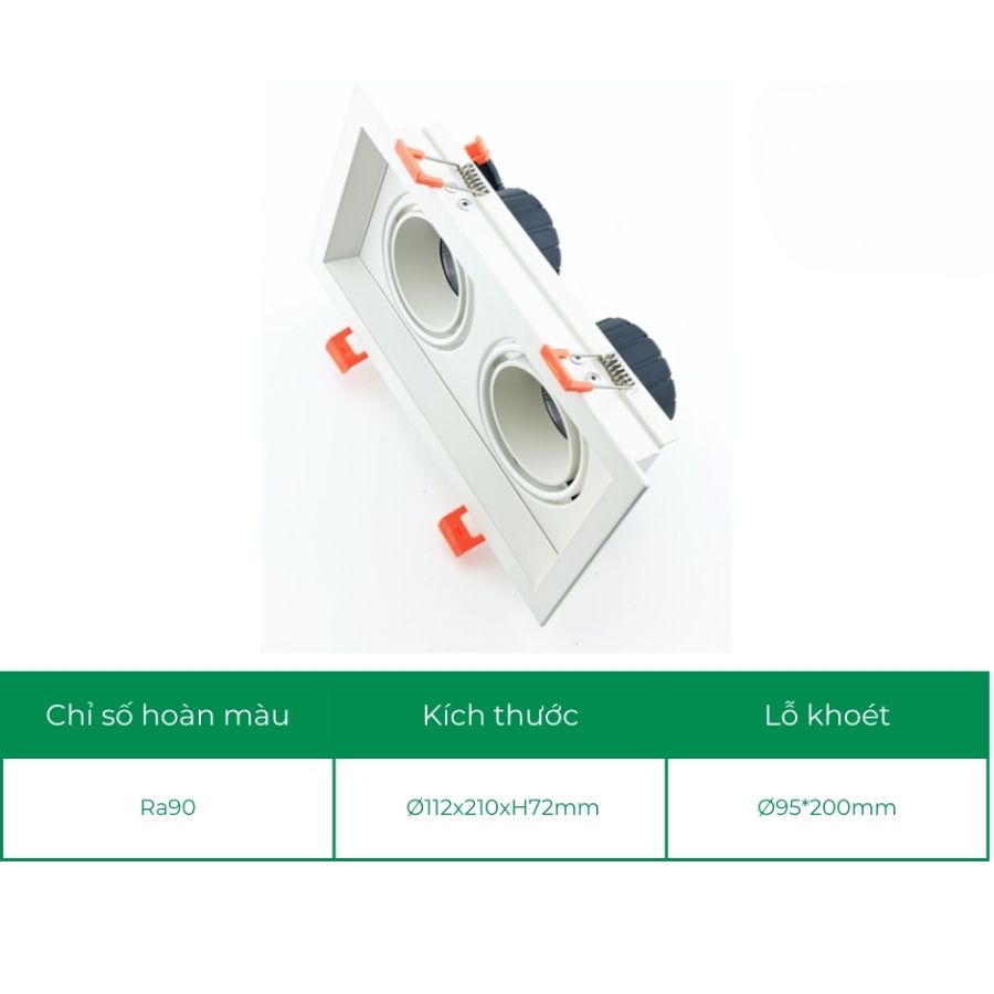 Chóa đèn led âm trần spotlight đôi ELV IP20 ELV802F