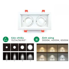 Chóa đèn led âm trần spotlight đôi ELV IP20 ELV802F