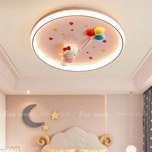 Đèn ốp trần trẻ em hình Hello Kitty cầm bóng bay VLOPTE-011