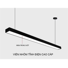 Đèn thả văn phòng dạng hộp 36W/70*1200*40; vỏ đen; 4000K VLTHVP-017-70-BK-4k