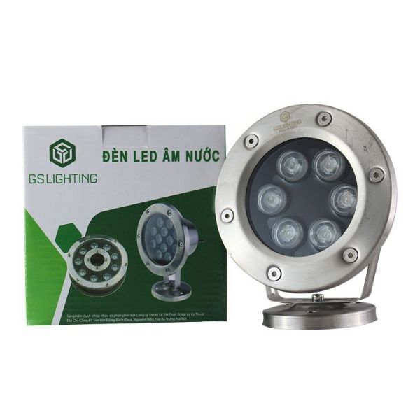 GS Đèn âm nước có đế GSN - AQUA 6w điện áp 24v AC, ánh sáng RGB, IP68, kích thước D120, góc chiếu 24 độ GSN6-RGB