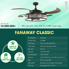 Quạt trần đèn thu cánh Úc Fanaway Classic 4 cánh 122cm 60w AC