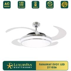 Quạt trần đèn thu cánh Úc Fanaway Evo1 Mạ Chrome (sáng bóng) 4 cánh 122cm 60w AC