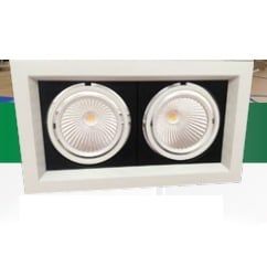 GS Đèn spotlight âm trần đôi COB GSATDC 12w*2 điện áp 220V AC, ánh sáng 3000k, 90Lm/W, CRI 90, kích thước D275*145, lỗ khoét 255*120, góc chiếu 120 độ GSATDC12X2-3K