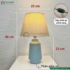 Đèn bàn thân gốm xanh mint chao vải DBG020 H40*25 E27 VLDBGM-030