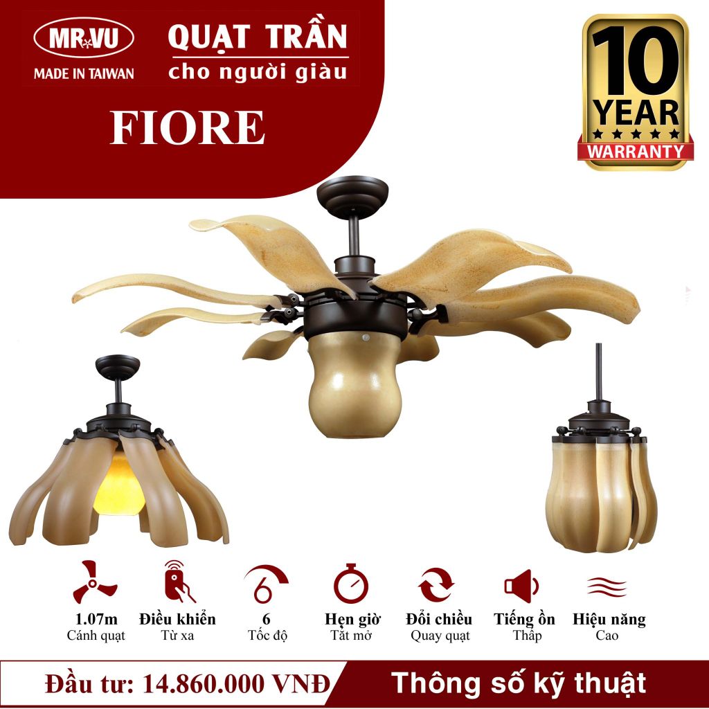 Quạt trần đèn Mr.Vu FIORE 8 cánh 1m08 59W AC