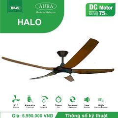 Quạt trần đèn Mr.Vu HALO 5 cánh 1m42 38W DC