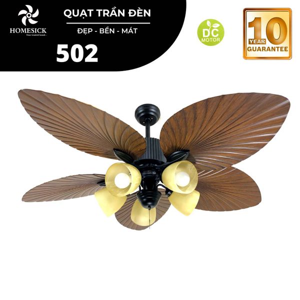 Quạt trần đèn Homesick 5 cánh 142cm 42w DC 502 VLQTHO-015