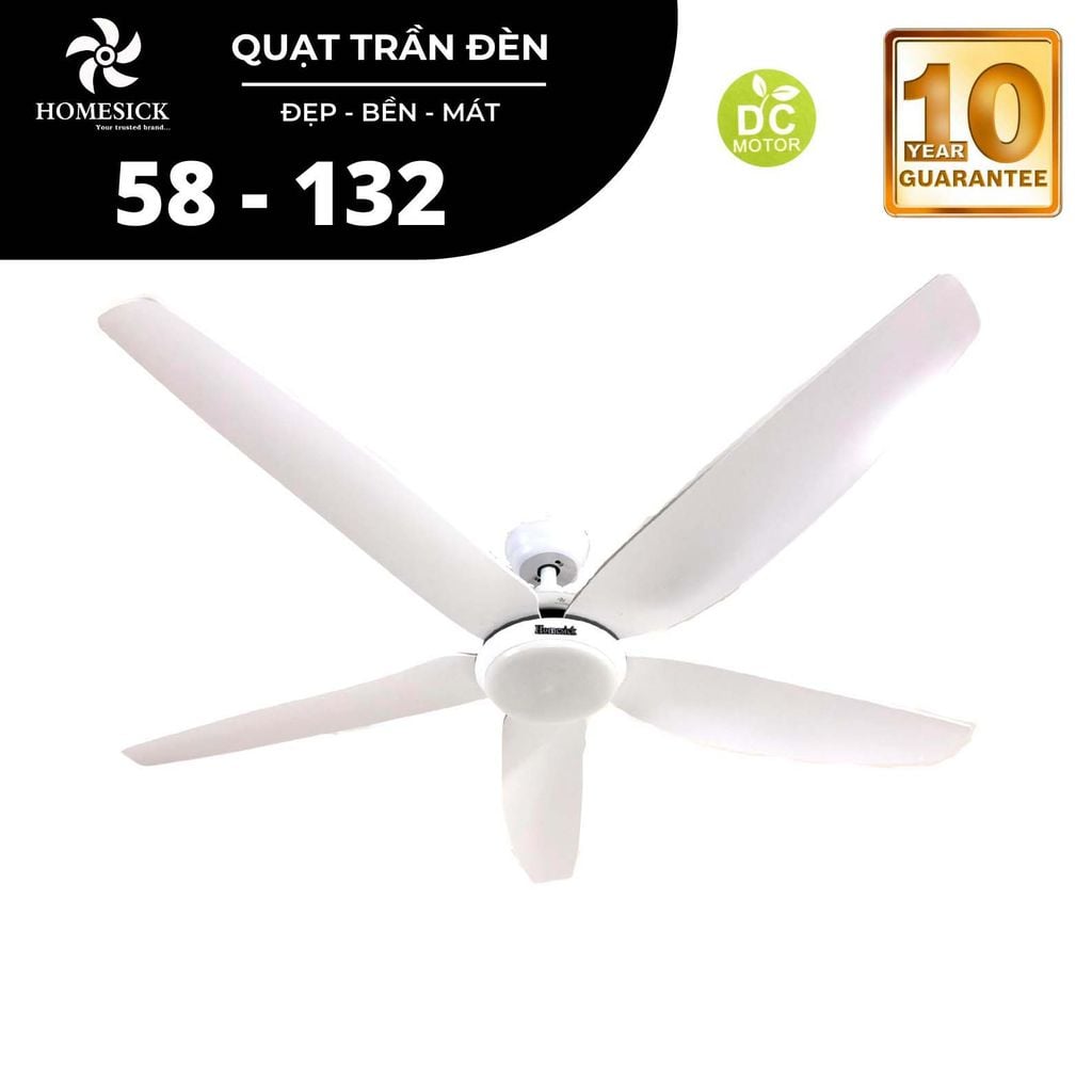 Quạt trần đèn Homesick 5 cánh 147cm 55w DC 58-132 VLQTHO-006