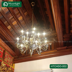 Đèn chùm đồng 16 tay nến D850, H800mm đui E14 (giá không bóng) N820/16 HTCHDO-002