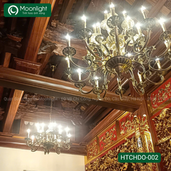 Đèn chùm đồng 16 tay nến D850, H800mm đui E14 (giá không bóng) N820/16 HTCHDO-002