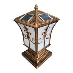 Đèn trụ cổng màu đồng năng lượng mặt trời HTNTTC-002
