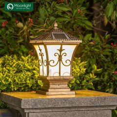 Đèn trụ cổng màu đồng năng lượng mặt trời HTNTTC-002