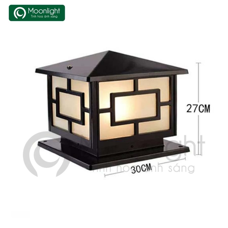 Đèn trụ cổng vuông màu đen HTNTTC-003