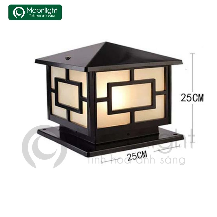 Đèn trụ cổng vuông màu đen HTNTTC-003