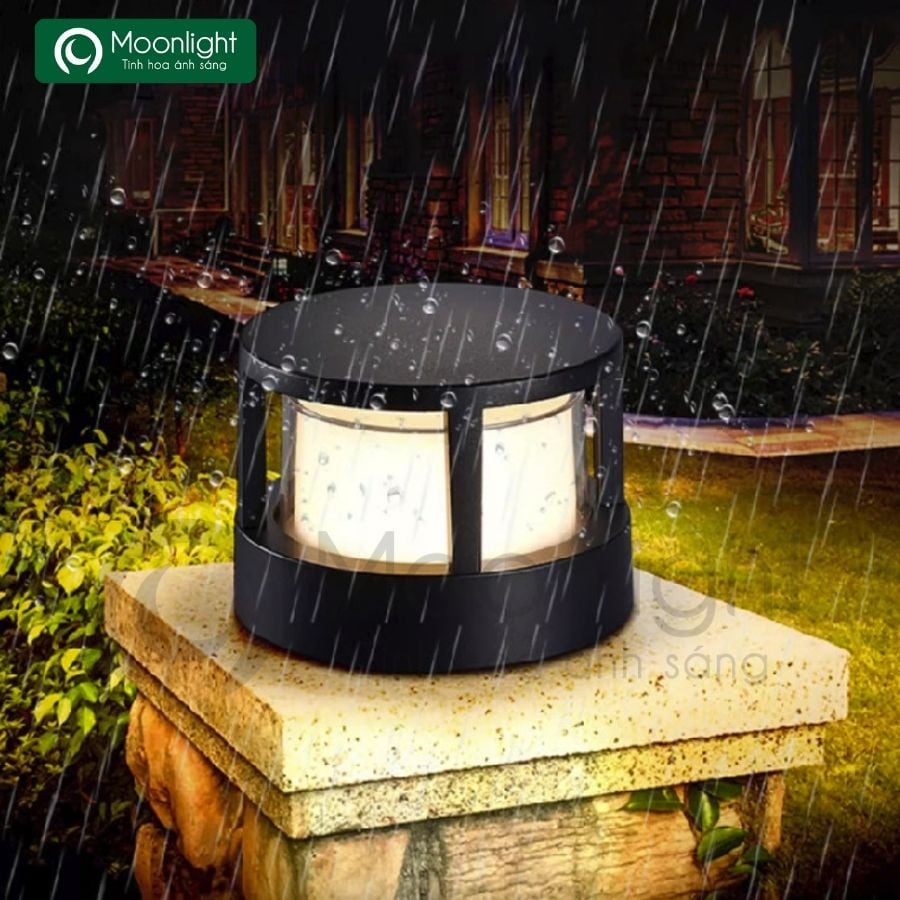 Đèn trụ cổng tròn màu đen HTNTTC-007