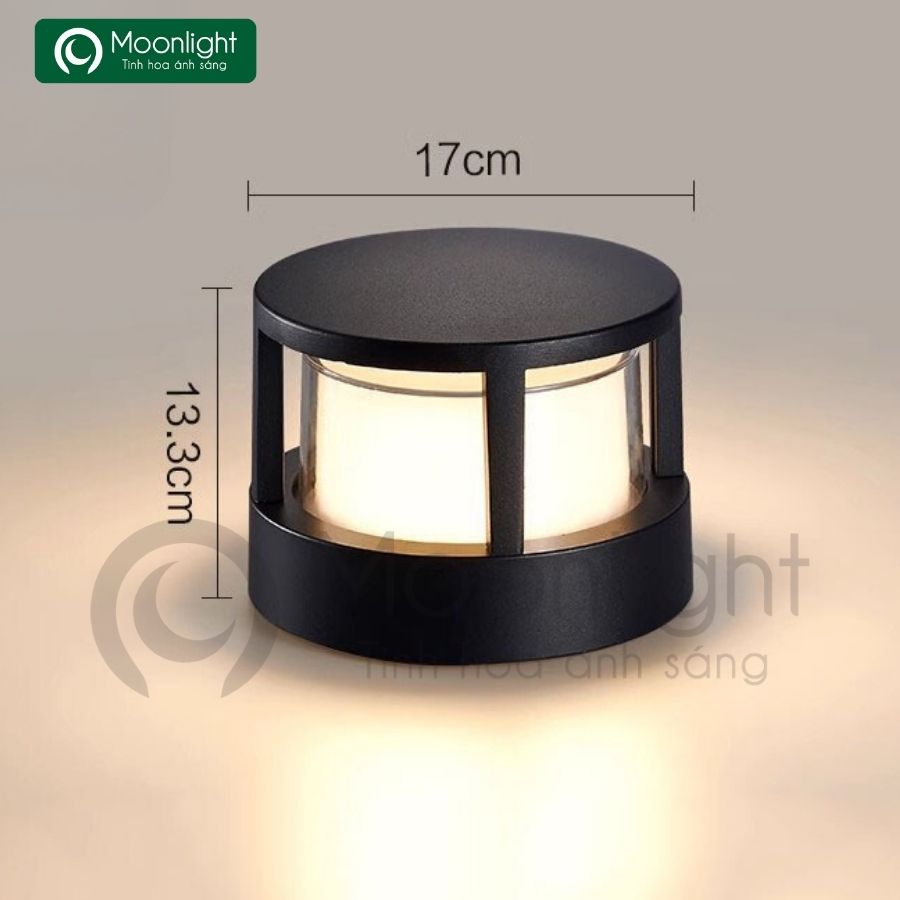 Đèn trụ cổng tròn màu đen HTNTTC-007