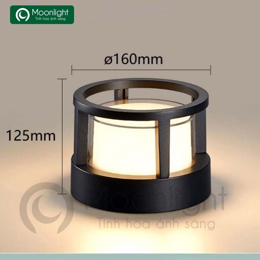 Đèn trụ cổng tròn, màu đen HTNTTC-008