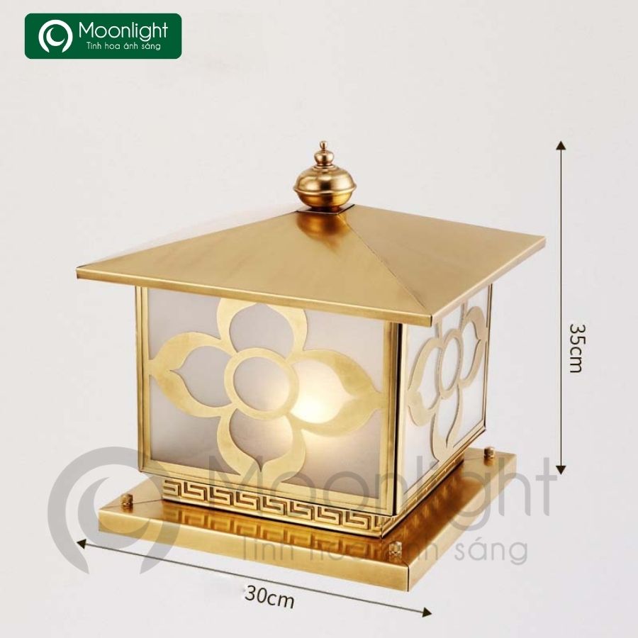 Đèn trụ cổng hàng rào vuông đồng H5046 HTNTTC-011