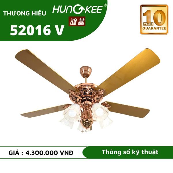 Quạt trần đèn Hungkee 5 cánh 155cm 90w AC 52016V