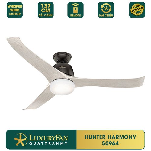 Quạt trần đèn Mỹ Hunter Harmony 3 cánh 137cm 100w AC