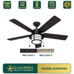 Quạt trần đèn Mỹ Hunter Santorini Đồng tối 3 cánh 132cm 100w AC