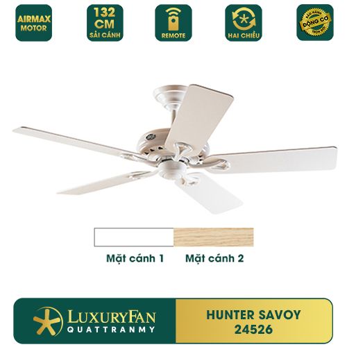 Quạt trần Mỹ Hunter Savoy 5 cánh 132cm 100w AC