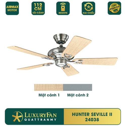 Quạt trần Mỹ Hunter Seville 5 cánh 112cm 100w AC