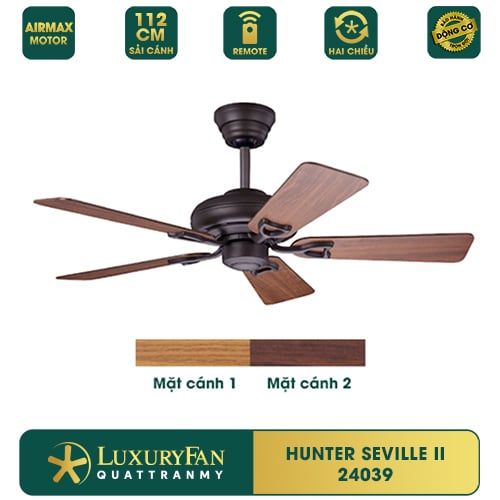 Quạt trần Mỹ Hunter Seville 5 cánh 112cm 100w AC