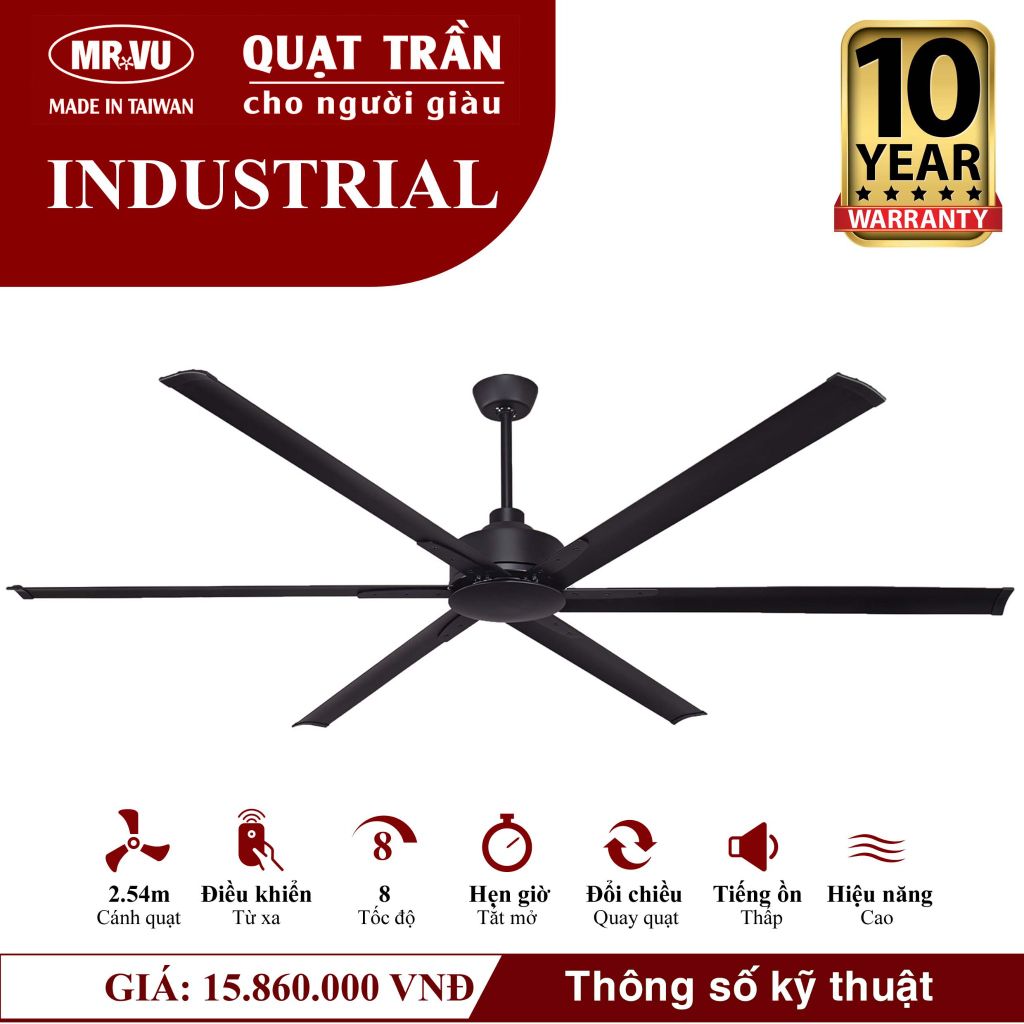 Quạt trần Mr.Vu INDUSTRIAL 6 cánh 2m54 65W DC