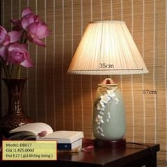 Đèn bàn thân gốm sứ, chao vải D57*35cm, đui 1E27 (giá không bóng) ĐB027 HTDBGM-027