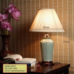 Đèn bàn thân gốm sứ, chao vải D57*35cm, đui 1E27 (giá không bóng) ĐB024 HTDBGM-024