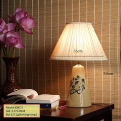 Đèn bàn thân gốm sứ, chao vải D50*35cm, đui 1E27 (giá không bóng) ĐB022 HTDBGM-022