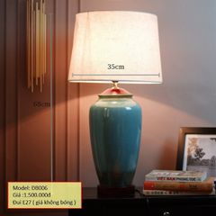 Đèn bàn thân gốm sứ, chao vải D68*35cm, đui 1E27 (giá không bóng) ĐB006 HTDBGM-006