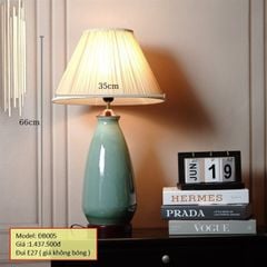 Đèn bàn thân gốm sứ, chao vải D66*35cm, đui 1E27 (giá không bóng) ĐB005 HTDBGM-005