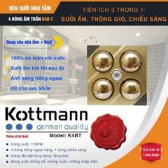 Đèn sưởi nhà tắm âm trần 4 bóng Kottmann dùng hộp công tắc K4BT