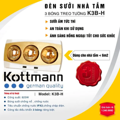 Đèn sưởi nhà tắm Kottmann 3 bóng gắn tường K3BH