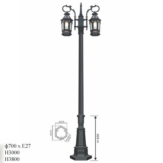 Đèn cột sân vườn 2 chao VLNTCO-042