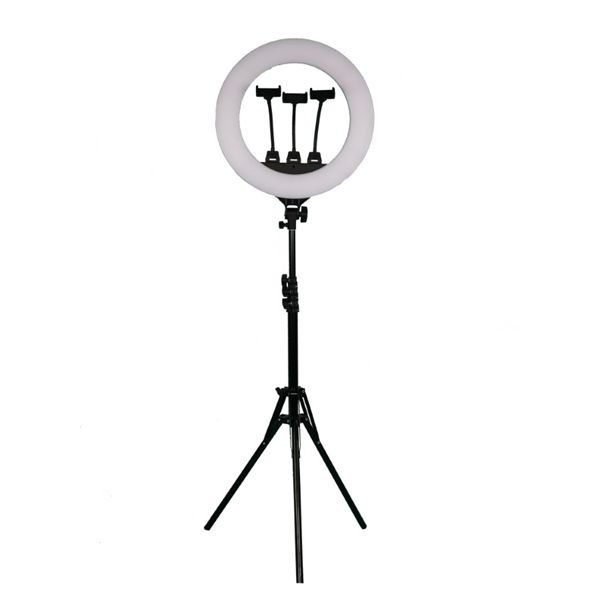 Đèn livestream trợ sáng size 14in 36cm, điều chỉnh ánh sáng bằng điều khiển, 3 kẹp điện thoại VLDSHD-115-AA