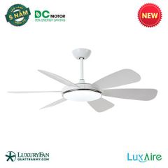 Quạt trần đèn Đài Loan Luxaire Daisy Trắng 6 cánh 132cm 55w DC