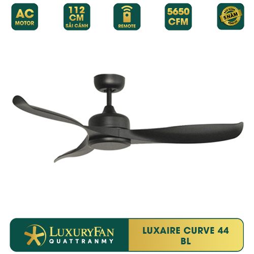 Quạt trần đèn Đài Loan Luxaire Curve 3 cánh 107/132/142cm 45w DC