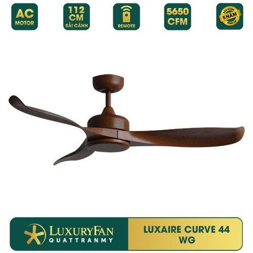 Quạt trần đèn Đài Loan Luxaire Curve 3 cánh 107/132/142cm 45w DC