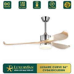 Quạt trần đèn Đài Loan Luxaire Curve 3 cánh 107/132/142cm 45w DC