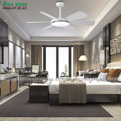 Quạt trần đèn Đài Loan Luxaire Daisy Trắng 6 cánh 132cm 55w DC