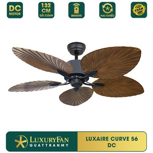 Quạt trần Đài Loan Luxaire Hawaii DC Đen mờ 5 cánh 132cm 45w DC