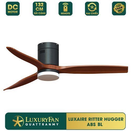 Quạt trần đèn Đài Loan Luxaire Ritter Hugger ABS  3 cánh 132cm 40w DC