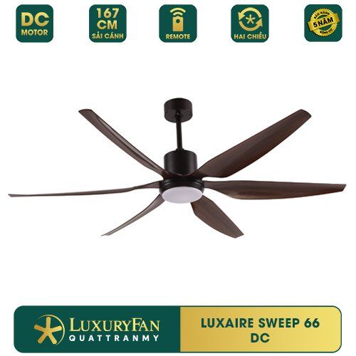 Quạt trần đèn Đài Loan Luxaire Sweep 6 cánh 137/167cm 55w DC