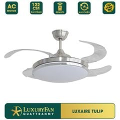 Quạt trần đèn thu cánh Đài Loan Luxaire Tulip Mạ Chrome (sáng bóng) 4 cánh 122cm 90w AC