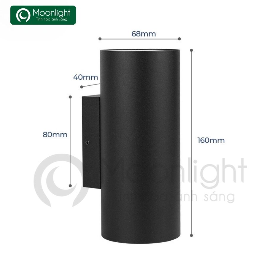 Đèn tường hiện đại ngoài trời 2x6W, 3000K, chipled cree, nhôm đúc nguyên khối, KT 80*68*160, IP65 LWA0047-2S